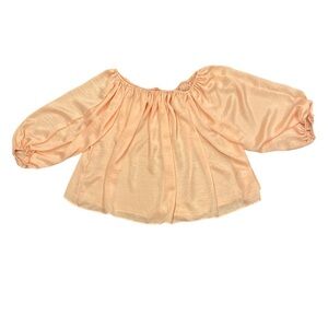 Jess Lea XL peachy pink silky oversized off shoulder blouson 3/4 sleeve top